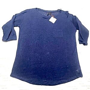 Cynthia Rowley 100% Lenin Navy Blue Top